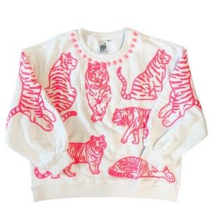 NWT Queen of Sparkle Neon Pink Tiger Sweatshirt
